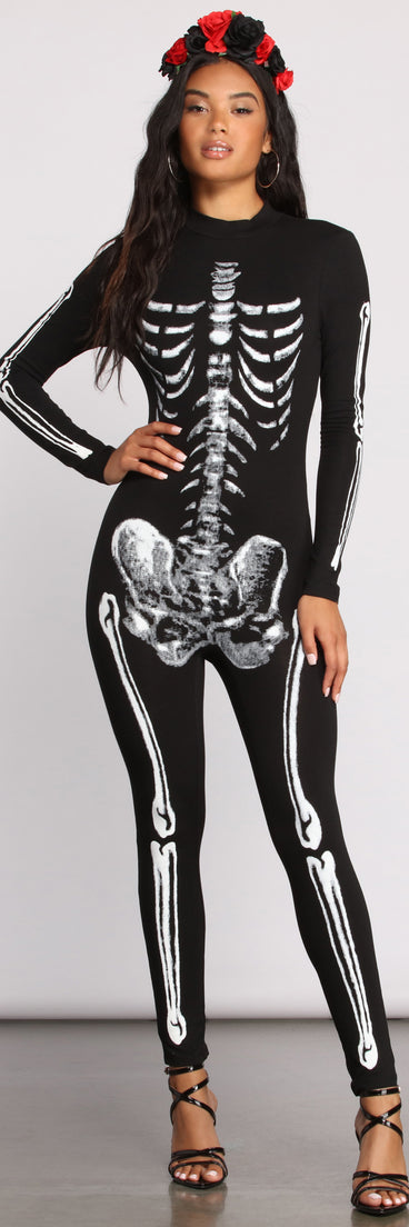 Bad to the Bone Skelton Knit Catsuit provides a stylish start to creating your best summer outfits of the season with on-trend details for 2023!