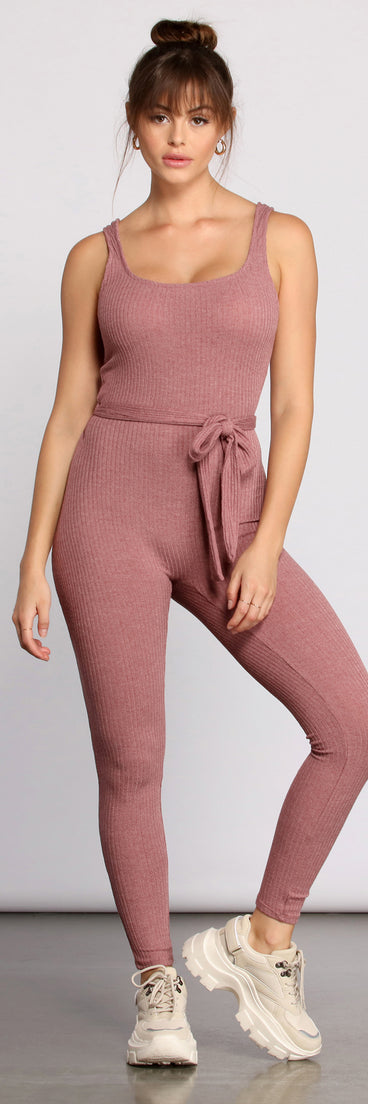 Ribbed Knit Tie Waist Catsuit provides a stylish start to creating your best summer outfits of the season with on-trend details for 2023!