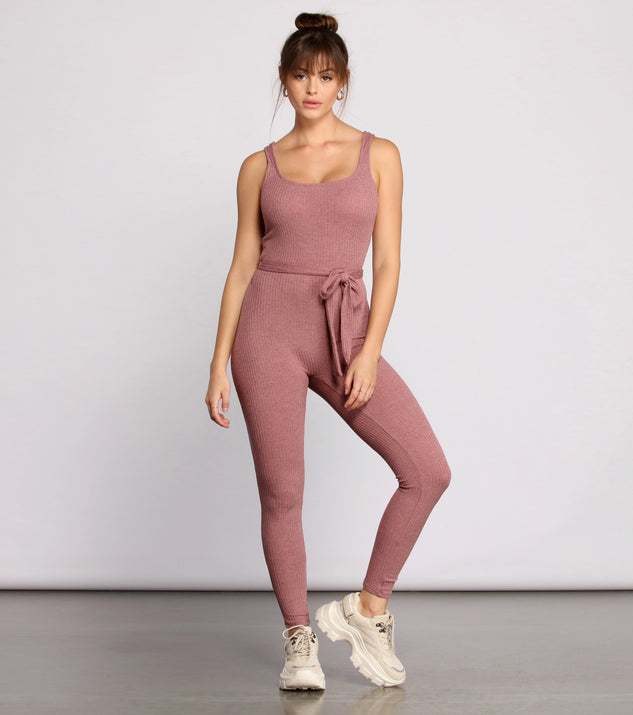 Ribbed Knit Tie Waist Catsuit provides a stylish start to creating your best summer outfits of the season with on-trend details for 2023!