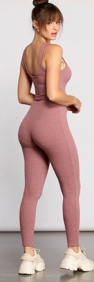 Ribbed Knit Tie Waist Catsuit provides a stylish start to creating your best summer outfits of the season with on-trend details for 2023!