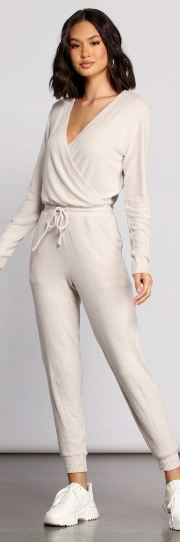 Feeling Casual Ribbed Surplice Jumpsuit provides a stylish start to creating your best summer outfits of the season with on-trend details for 2023!