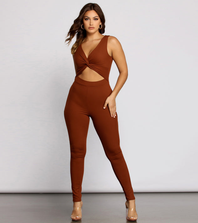 Trendy Twist Ribbed Knit Catsuit provides a stylish start to creating your best summer outfits of the season with on-trend details for 2023!