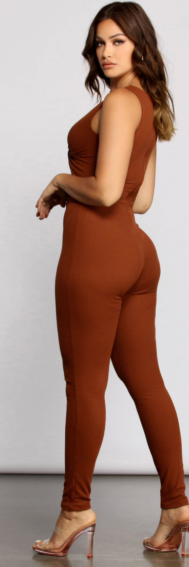 Trendy Twist Ribbed Knit Catsuit provides a stylish start to creating your best summer outfits of the season with on-trend details for 2023!