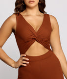 Trendy Twist Ribbed Knit Catsuit for 2023 festival outfits, festival dress, outfits for raves, concert outfits, and/or club outfits