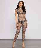 Sleek Snake Print Mesh Catsuit provides a stylish start to creating your best summer outfits of the season with on-trend details for 2023!
