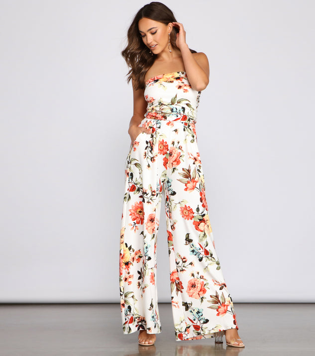 Stunning Beauty Floral Jumpsuit provides a stylish start to creating your best summer outfits of the season with on-trend details for 2023!