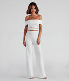 Elevated Style Off-The-Shoulder Jumpsuit helps create the best bachelorette party outfit or the bride's sultry bachelorette dress for a look that slays!