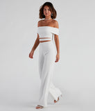 Elevated Style Off-The-Shoulder Jumpsuit helps create the best bachelorette party outfit or the bride's sultry bachelorette dress for a look that slays!