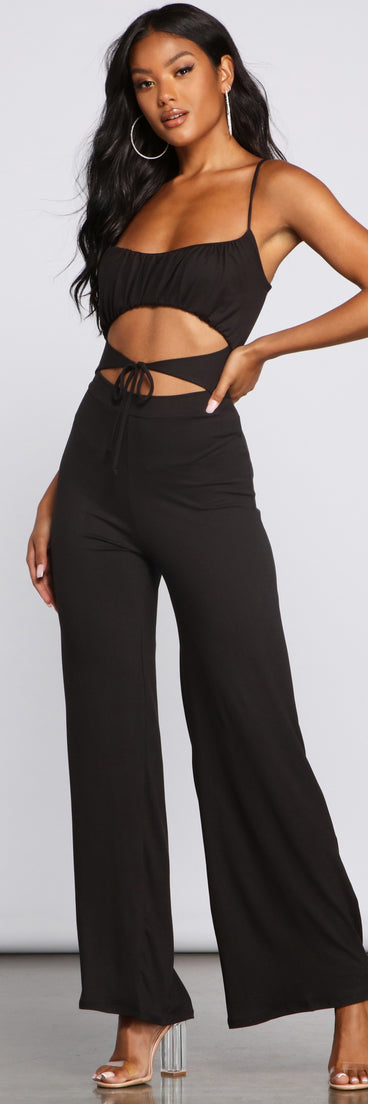 Sultry Vibes Cutout Jumpsuit is a trendy pick to create 2023 festival outfits, festival dresses, outfits for concerts or raves, and complete your best party outfits!