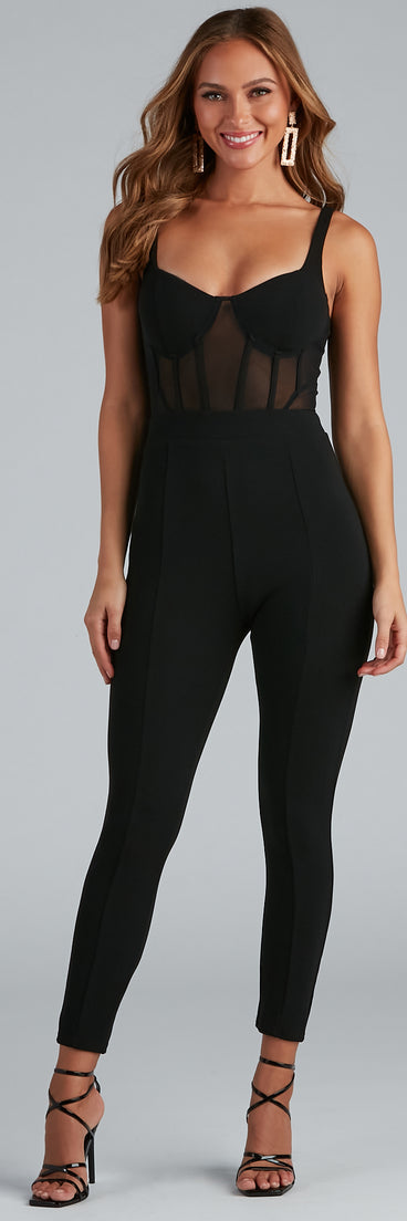 Sheer Stunner Sleeveless Corset Catsuit provides a stylish start to creating your best summer outfits of the season with on-trend details for 2023!