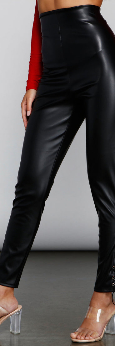 Edgy-Chic Faux Leather Leggings provides a stylish start to creating your best summer outfits of the season with on-trend details for 2023!