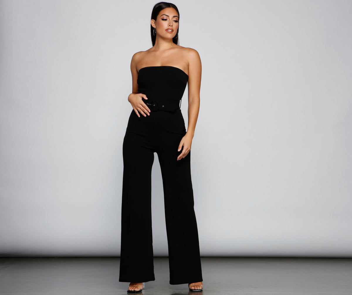Bold And Belted Sleeveless Jumpsuit