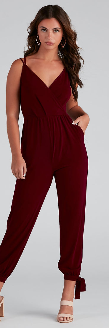 Chic Impressions Sleeveless Surplice Jumpsuit provides a stylish start to creating your best summer outfits of the season with on-trend details for 2023!