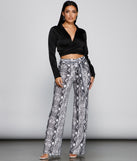 So Sassy Tie Waist Snake Print Pants for 2023 festival outfits, festival dress, outfits for raves, concert outfits, and/or club outfits