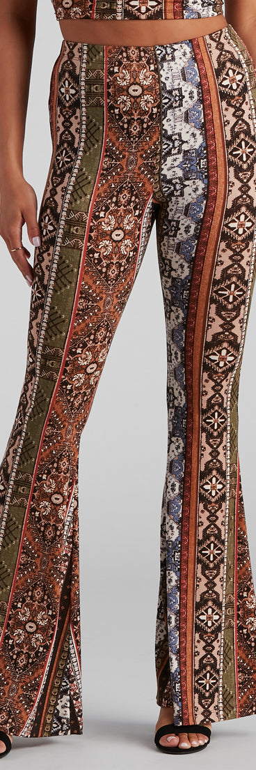 Boho Dreamer Printed Flare Pants is a trendy pick to create 2023 festival outfits, festival dresses, outfits for concerts or raves, and complete your best party outfits!