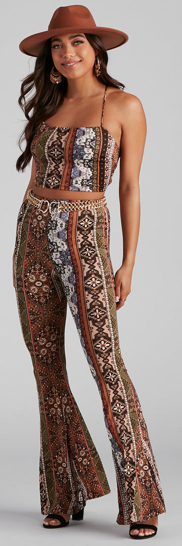 Boho Dreamer Printed Flare Pants provides a stylish start to creating your best summer outfits of the season with on-trend details for 2023!