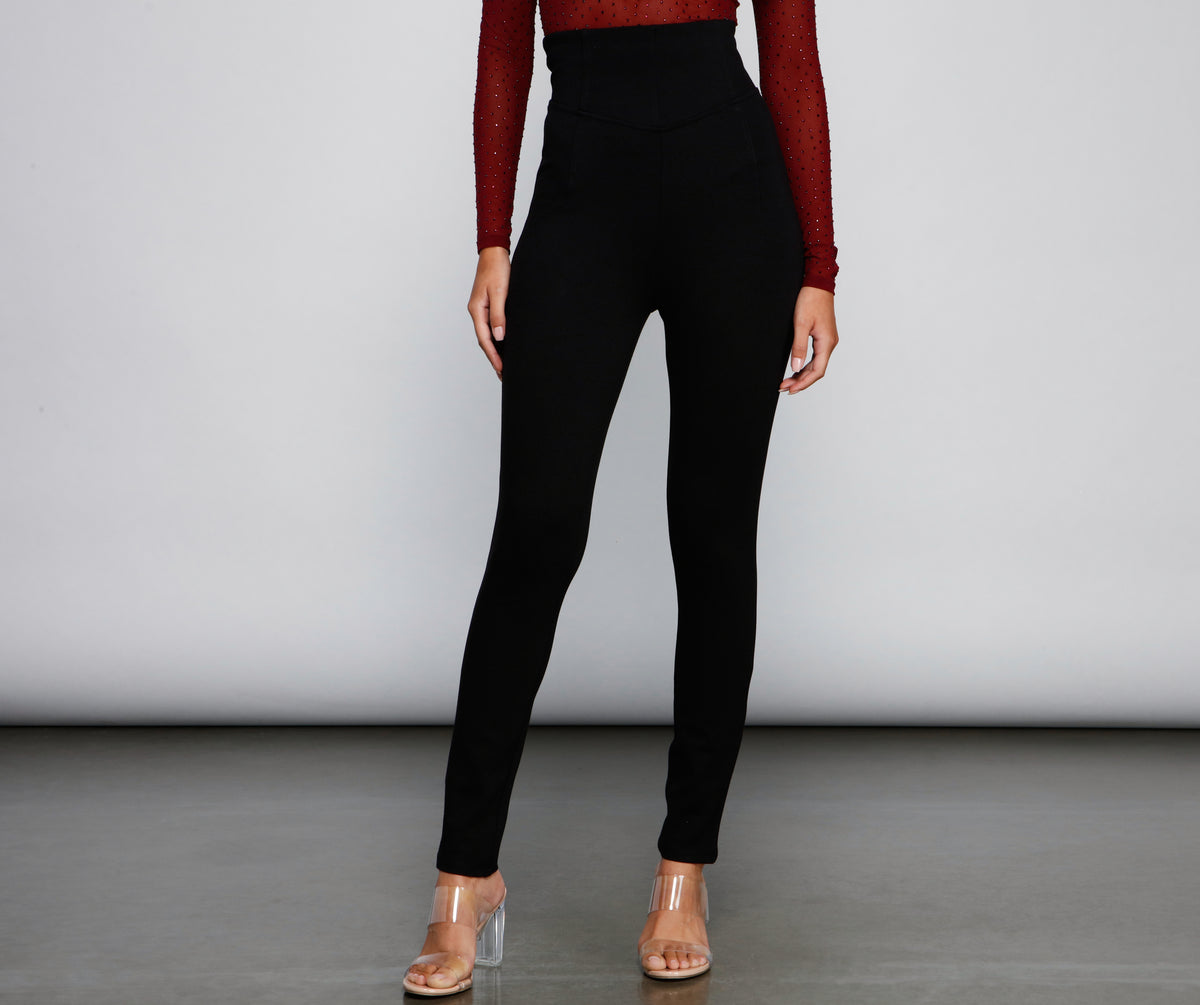 Vince Camuto Wide-Waistband Ponte-Knit Leggings