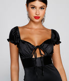 Sashay All Day Satin Cap Sleeve Tie-Front Jumpsuit for 2023 festival outfits, festival dress, outfits for raves, concert outfits, and/or club outfits