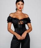 Sashay All Day Satin Cap Sleeve Tie-Front Jumpsuit provides a stylish start to creating your best summer outfits of the season with on-trend details for 2023!