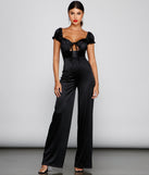 Sashay All Day Satin Cap Sleeve Tie-Front Jumpsuit provides a stylish start to creating your best summer outfits of the season with on-trend details for 2023!
