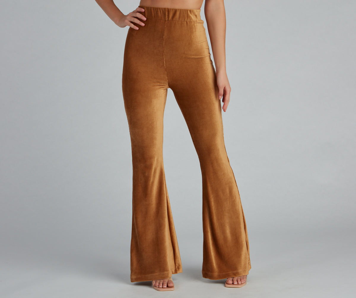Windsor Trendy Luxe Velvet Flare Pants