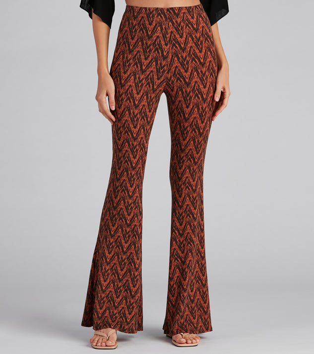 Chevron Chills Flare Pants is a trendy pick to create 2023 festival outfits, festival dresses, outfits for concerts or raves, and complete your best party outfits!