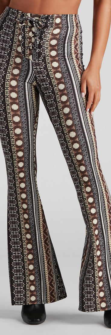 Wander Spirit Lace-Up Flare Pants provides a stylish start to creating your best summer outfits of the season with on-trend details for 2023!