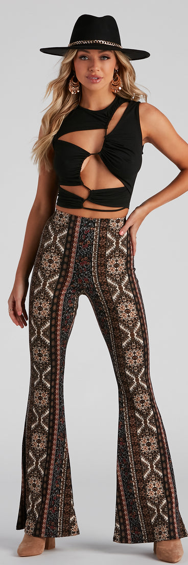 Festive Medallion Flare Pants provides a stylish start to creating your best summer outfits of the season with on-trend details for 2023!