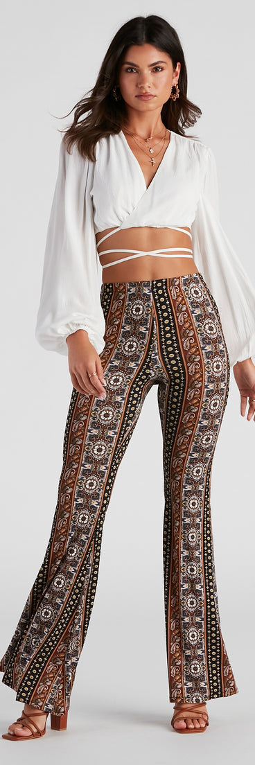 Sun Dance Paisley Flare Pants provides a stylish start to creating your best summer outfits of the season with on-trend details for 2023!