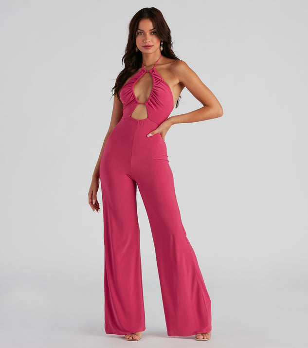 Go With The Flow Halter Jumpsuit provides a stylish start to creating your best summer outfits of the season with on-trend details for 2023!