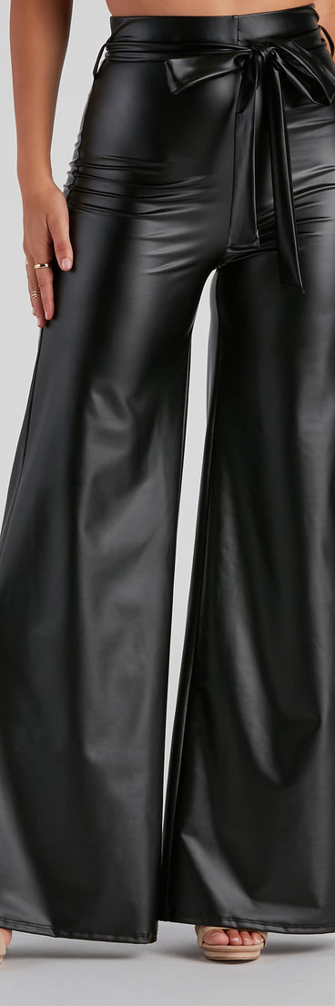 Tied to You PU Wide Leg Pants provides a stylish start to creating your best summer outfits of the season with on-trend details for 2023!