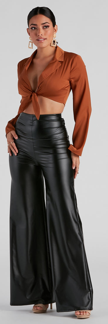Tied to You PU Wide Leg Pants provides a stylish start to creating your best summer outfits of the season with on-trend details for 2023!
