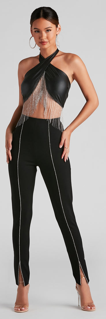 Rhinestone Chic Woven Skinny Pants provides a stylish start to creating your best summer outfits of the season with on-trend details for 2023!