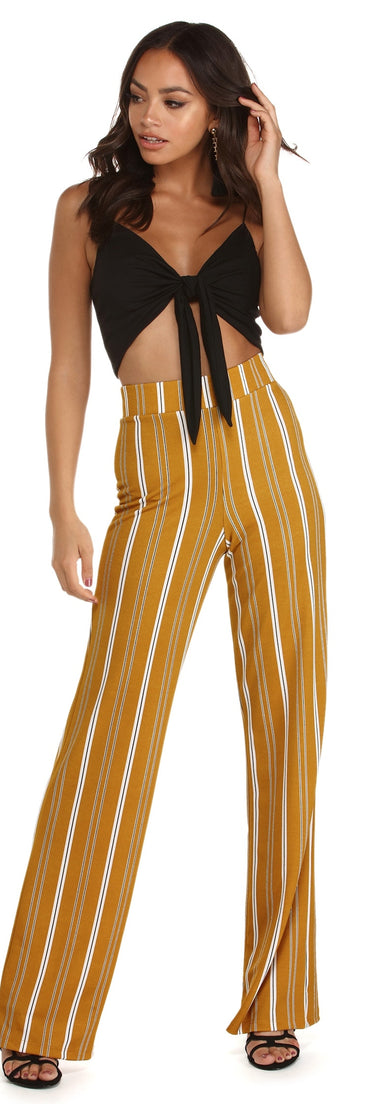Stylish And Striped Wide Leg Pants