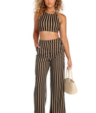 You’ll look stunning in the You See Stripe Through Me Pants when paired with its matching separate to create a glam clothing set perfect for parties, date nights, concert outfits, back-to-school attire, or for any summer event!