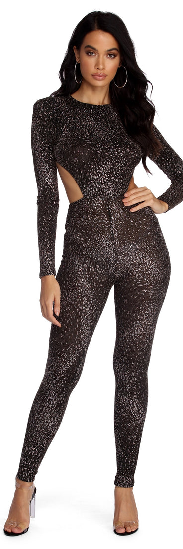 Life Of The Party Metallic Jumpsuit will help you dress the part in stylish holiday party attire, an outfit for a New Year’s Eve party, & dressy or cocktail attire for any event.