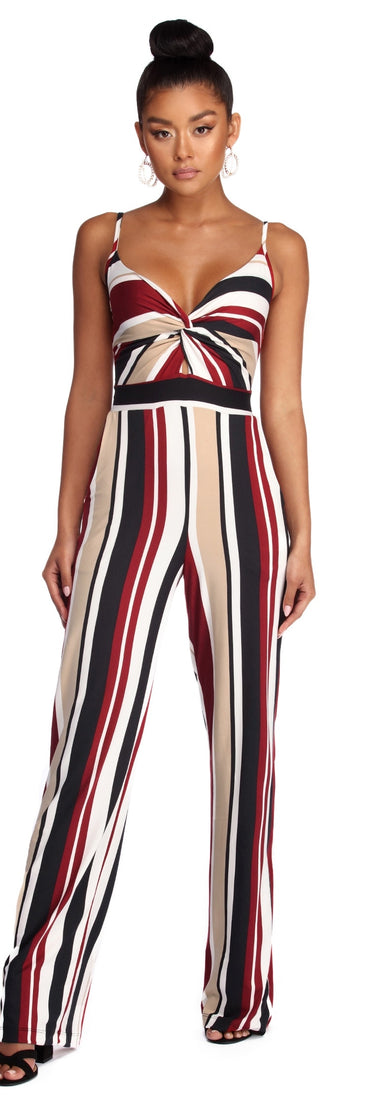 For A Spin Striped Jumpsuit will help you dress the part in stylish holiday party attire, an outfit for a New Year’s Eve party, & dressy or cocktail attire for any event.