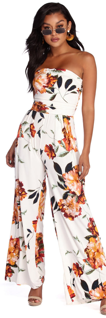Sprung On Florals Jumpsuit will help you dress the part in stylish holiday party attire, an outfit for a New Year’s Eve party, & dressy or cocktail attire for any event.