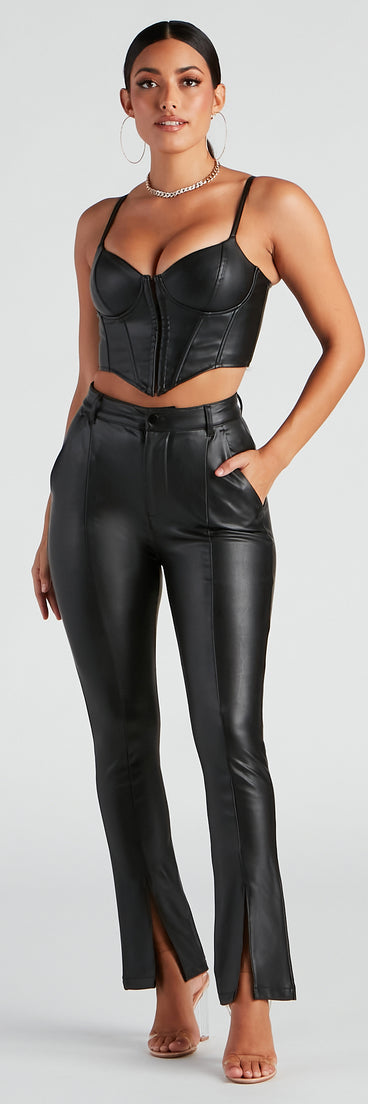 Edgy At Heart PU Front Slit Pants provides a stylish start to creating your best summer outfits of the season with on-trend details for 2023!