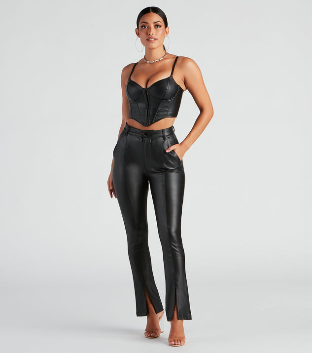 Edgy At Heart PU Front Slit Pants provides a stylish start to creating your best summer outfits of the season with on-trend details for 2023!