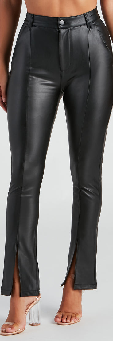 Edgy At Heart PU Front Slit Pants provides a stylish start to creating your best summer outfits of the season with on-trend details for 2023!