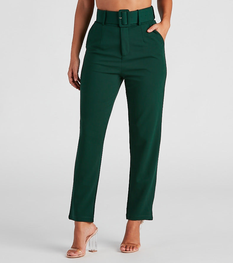 Perfectly Polished Belted Dress Pants