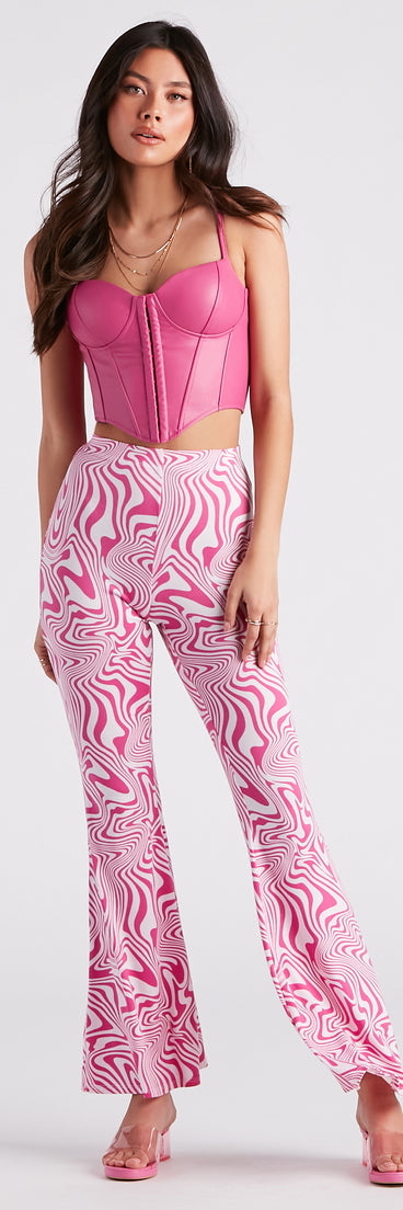 Dreamy Daze Swirl Print Flare Pants is a fire pick to create 2023 festival outfits, concert dresses, outfits for raves, or to complete your best party outfits or clubwear!