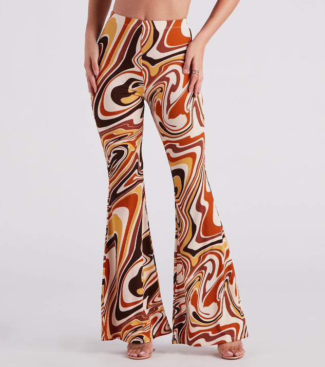 Totally Retro Swirl Print Flare Pants | Windsor