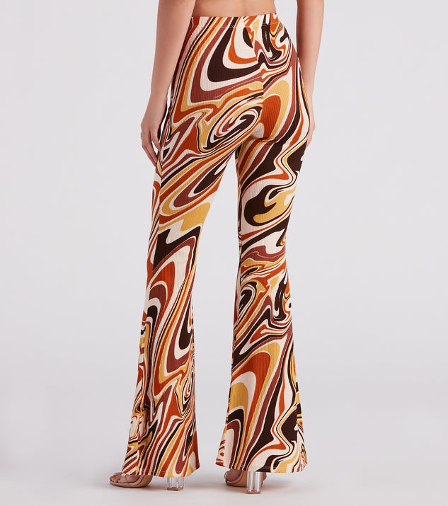 パンツ ASCLO Retro Mood Flare Slacks (3color) Liacowi Women's High Waist Floral Print Trousers, Slimming