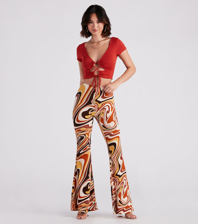 Totally Retro Swirl Print Flare Pants