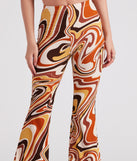 Totally Retro Swirl Print Flare Pants is a fire pick to create 2023 festival outfits, concert dresses, outfits for raves, or to complete your best party outfits or clubwear!