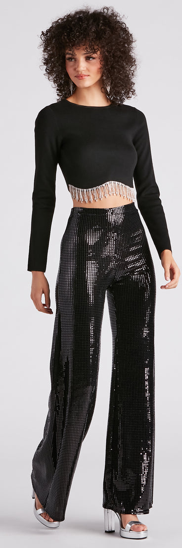 At Midnight Sequin Wide Leg Pants provides a stylish start to creating your best summer outfits of the season with on-trend details for 2023!