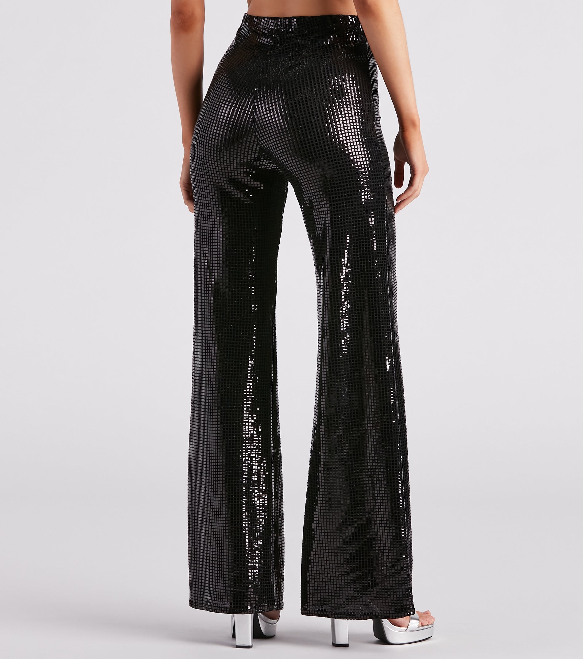Red Sequin Wide Fit Pants main image 1