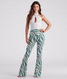Flirty Retro Babe Swirl Print Flare Pants is a fire pick to create 2023 festival outfits, concert dresses, outfits for raves, or to complete your best party outfits or clubwear!
